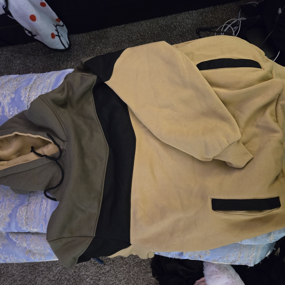 Two-Tone Hoodie with Black Accents